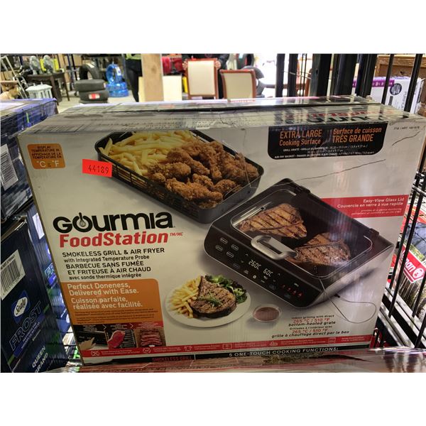 GOURMIA FOOD STATION SMOKELESS GRILL AND AIR FRYER