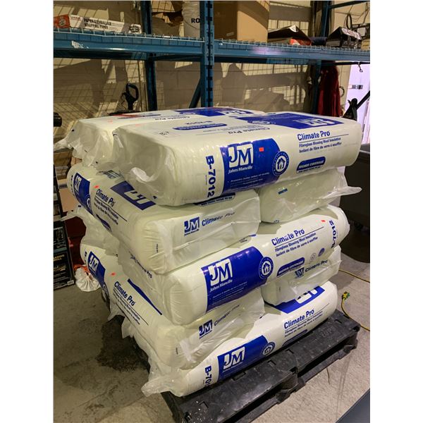 PALLET OF JM CLIMATE PRO FIBERGLASS BLOWING WOOL INSULATION