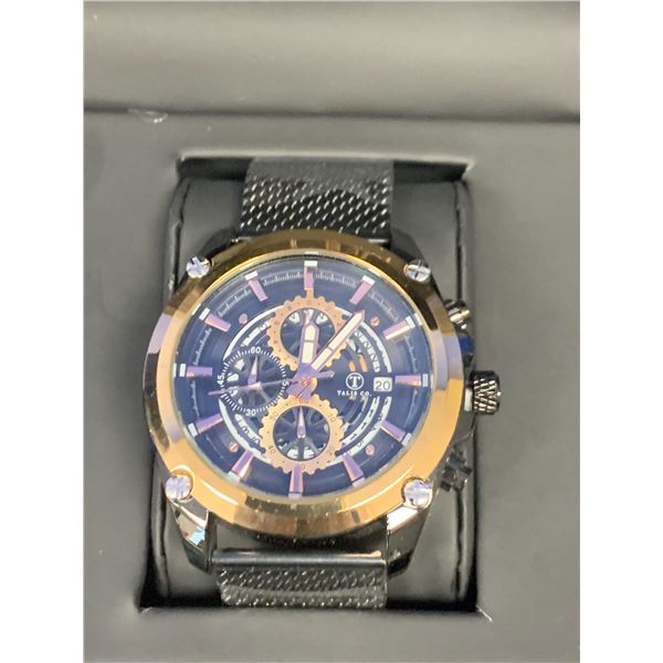 NEW MENS TALIS CO T8120 WATCH, CHRONOGRAPH MOVEMENT, STAINLESS STEEL STRAP, LIMITED EDITION