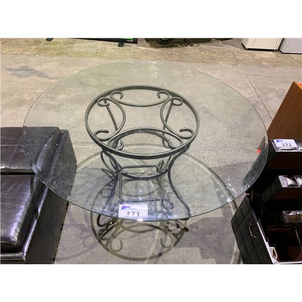 GLASS TOP METAL ROUND TABLE 48"X30"