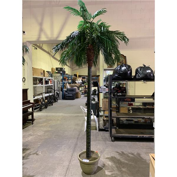 9' FAUX COCONUT TREE WITH CONCRETE FILLED PLANTER POT