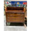 Image 1 : LOCKING WOOD SECRETARIES DESK WITH ROLLING COVER & KEY