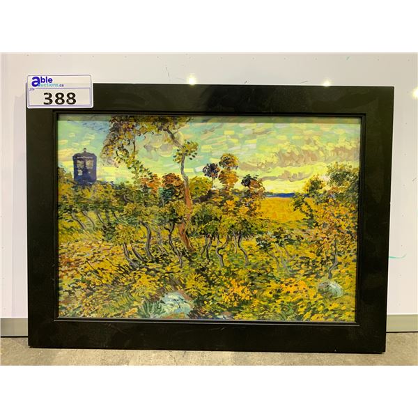 FRAMED PRINT BY VINCENT VAN GOGH TITLED "SUNSET AT MONTMAJOUR" 22"X16"