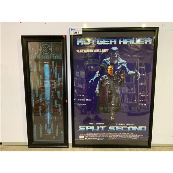 FRAMED SPLIT SECOND MOVIE POSTER 29"X41"