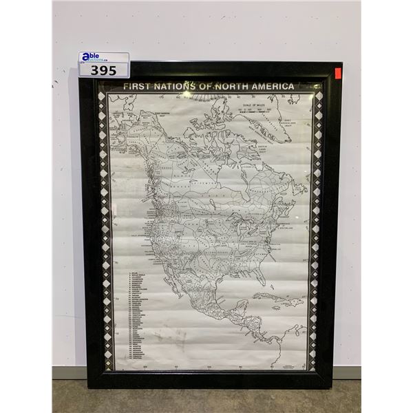 FRAMED MAP OF THE FIRST NATIONS OF NORTH AMERICA BY PRARIE CRAFTS 20 X26 