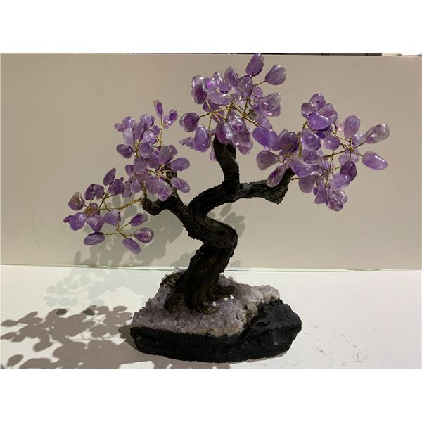 AMETHYST TREE ON AMETHYST BASE APPROX 14" RETAIL $2,400