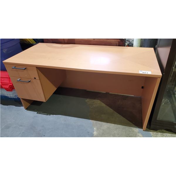 WOOD LOCKING 2 DRAWER DESK (NO KEY) 65"X30"X29"