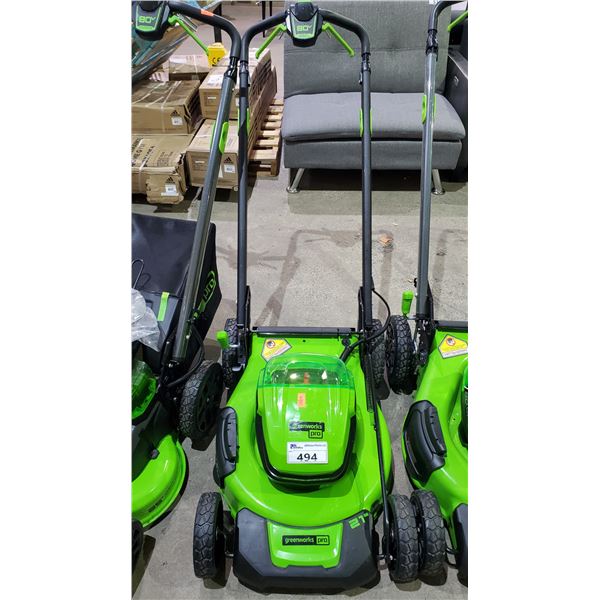 GREENWORKS PRO 21  80V CORDLESS SELF PROPELLED LAWN MOWER (UNKNOWN WORKING CONDITION, NO BATTERIES,