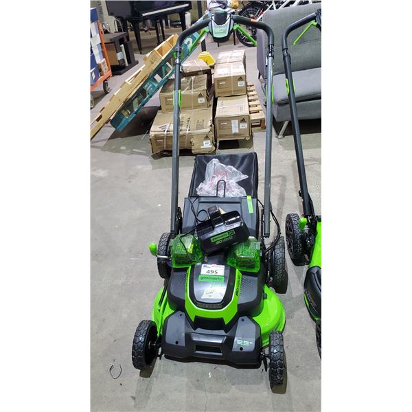 *TESTED WORKING* GREENWORKS PRO 25" 80V CORDLESS SELF PROPELLED LAWN MOWER WITH BATTERIES, CHARGER