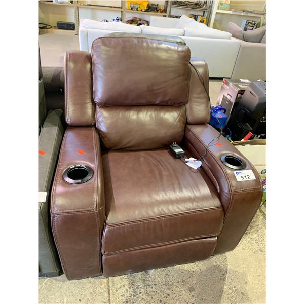 LEATHER POWER RECLINER WITH POWER CORD