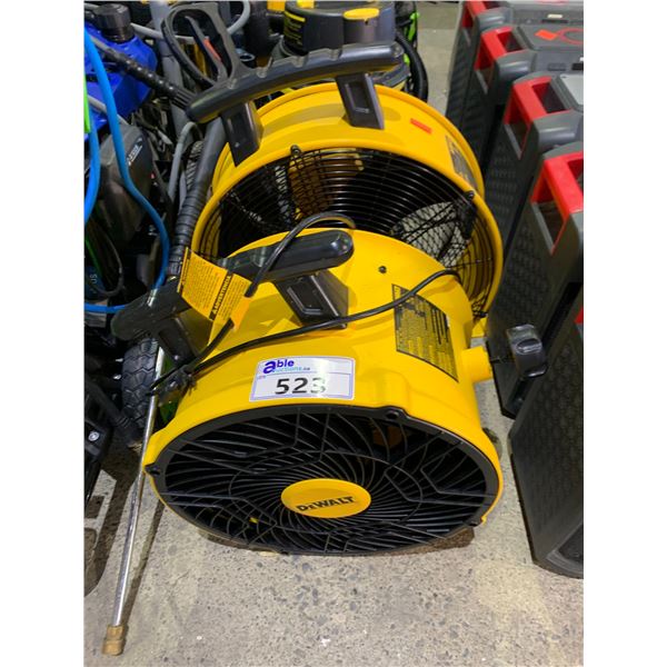 2 ASSORTED SIZE DEWALT DRUM FANS