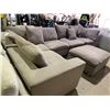Image 1 : 6-PC FABRIC SECTIONAL SOFA WITH OTTOMAN & THROW PILLOWS