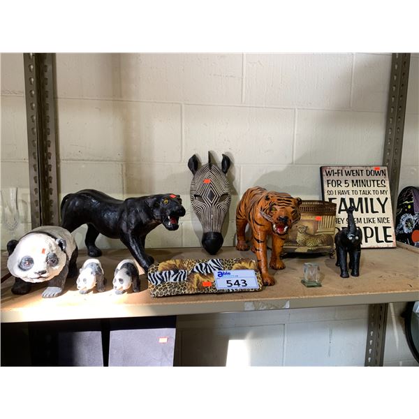 ASSORTED HOME DECOR INCLUDING; PANTHER, PANDAS, TIGER & MORE