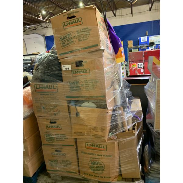 PALLET OF ASSORTED ITEMS INCLUDING; CLOTHING, SWIFFER WET JET & MORE