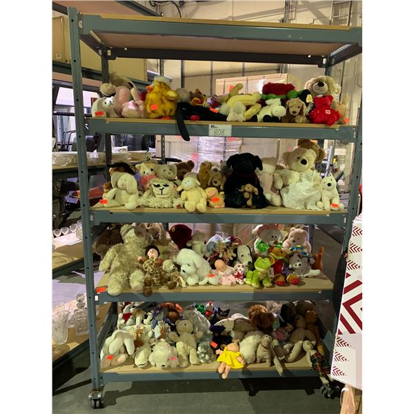 RACK OF ASSORTED STUFFED TOYS (RACK NOT INCLUDED)