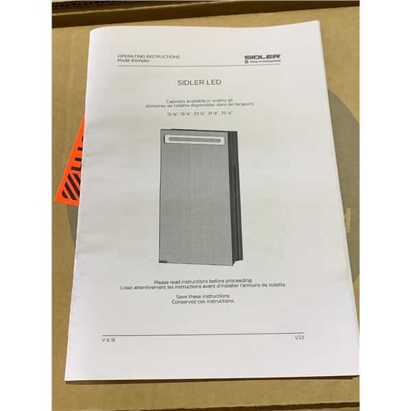 *NEW IN BOX* SIDLER DIAMANDO 1/ 15.25" R LED MIRRORED MEDICINE CABINET MODEL 31.1704020