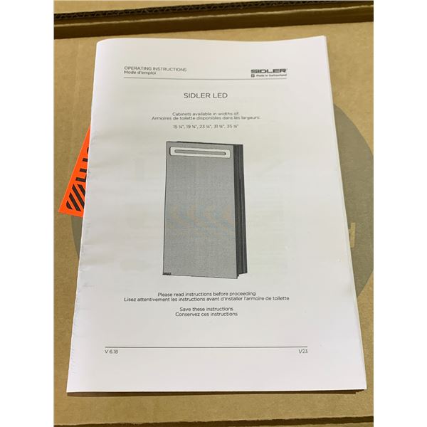 *NEW IN BOX* SIDLER DIAMANDO 2/ 35.25" R LED MIRRORED MEDICINE CABINET MODEL 31.1705020