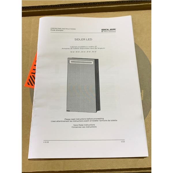 *NEW IN BOX* SIDLER DIAMANDO 1/ 15.25" L LED MIRRORED MEDICINE CABINET MODEL 31.1704010