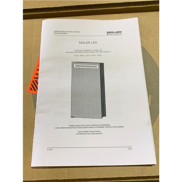 *NEW IN BOX* SIDLER DIAMANDO 1/ 23.25  LED MIRRORED MEDICINE CABINET MODEL 31.1706010