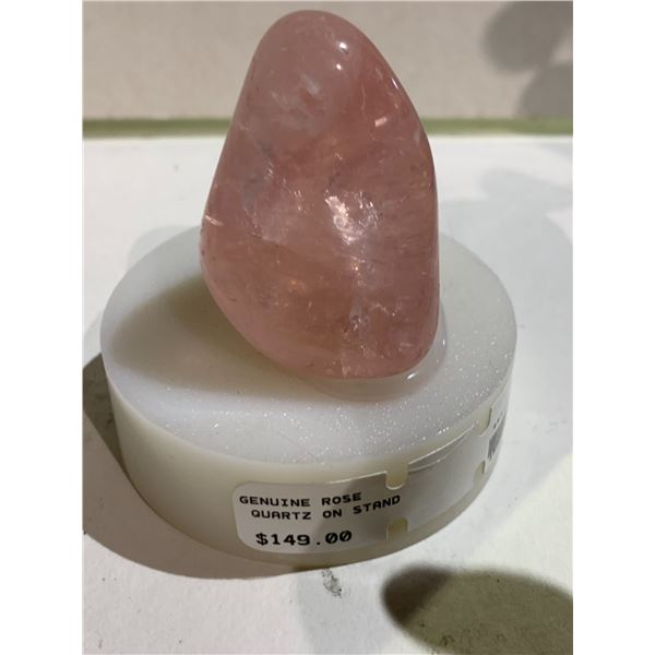 GENUINE ROSE QUARTZ ON STAND RETAIL $149