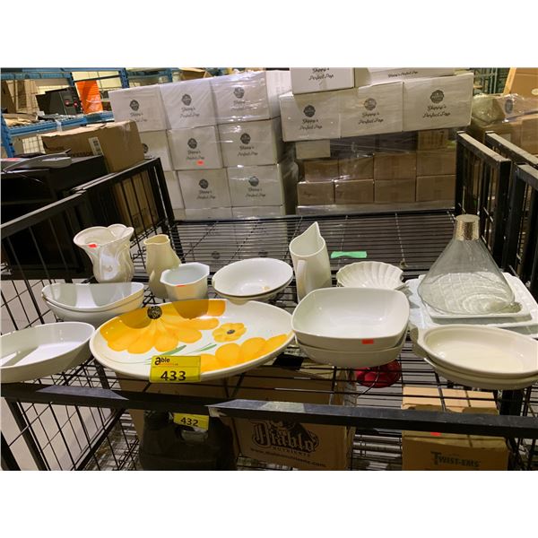 4 SHELVES OF DISHWARE