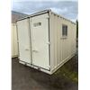 Image 1 : 12FT CREAM OFFICE STORAGE SHIPPING CONTAINER WITH DUAL SWING REAR DOORS WITH CAMS, SIDE MAN