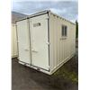 Image 1 : 12FT CREAM OFFICE STORAGE SHIPPING CONTAINER WITH DUAL SWING REAR DOORS WITH CAMS, SIDE MAN