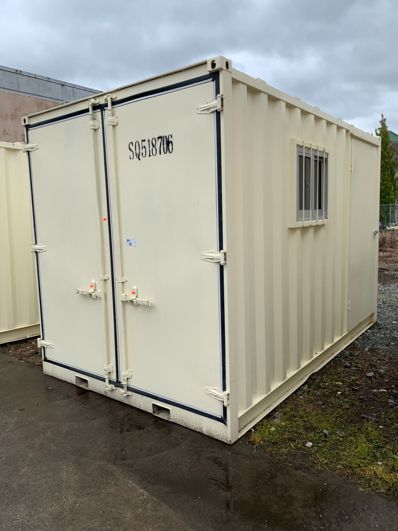Rsb Containers 12FT CREAM OFFICE STORAGE SHIPPING CONTAINER WITH DUAL SWING REAR DOORS ...