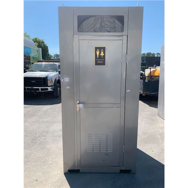 GALVANIZED METAL PORTABLE WASHROOM WITH TOILET, SINK, FAN & LIGHTING