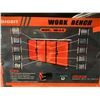 Image 2 : ORANGE / BLACK 10 DRAWER 2 DOOR 77"W X 20"D X 49"H MOBILE WORK BENCH WITH ASSORTED