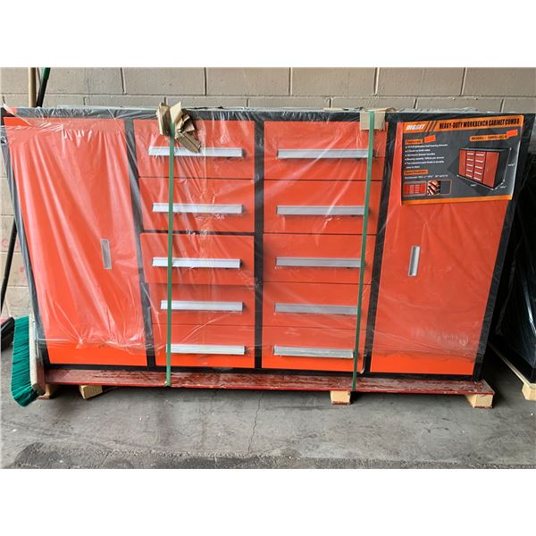 DIGGIT ORANGE / BLACK 10 DRAWER 2 DOOR 77 W X 20 D X 44 H WORK BENCH