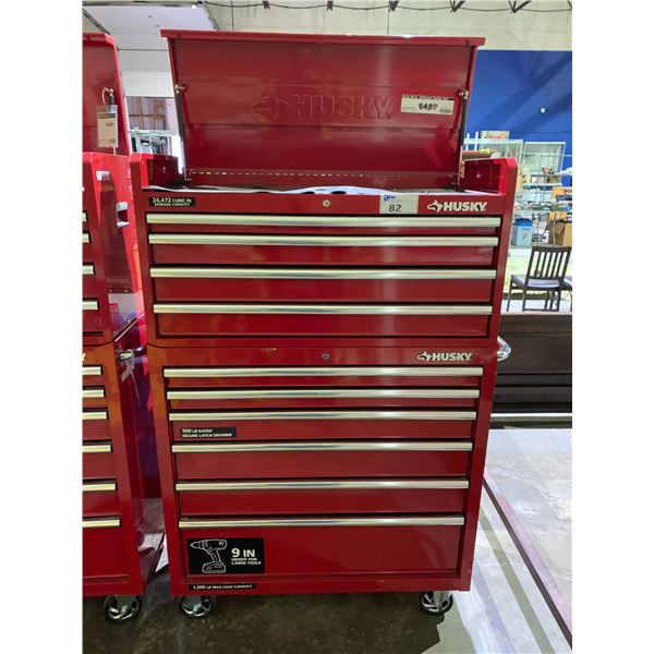 HUSKY 40" 10 DRAWER COMBO MOBILE LOCKING TOOLBOX (NO KEY)