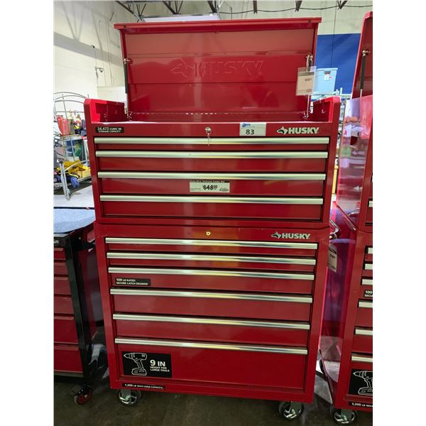 HUSKY 40" 10 DRAWER COMBO MOBILE LOCKING TOOLBOX WITH KEYS