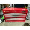 Image 1 : MASTERCRAFT 6 DRAWER LOCKING TOOLBOX WITH ASSORTED UNKNOWN CONTENTS (NO KEYS, KEY HOLE DAMAGED)