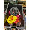 Image 2 : BIN OF ASSORTED TOOL RELATED ITEMS INCLUDING; VARIOUS LENGTHS OF AIR LINE, EXTENSION CORD & BELT