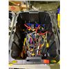 Image 2 : BIN OF ASSORTED TOOLS INCLUDING; SHOP SCISSORS, WIRE STRIPPERS, PLIERS & MORE