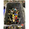 Image 2 : BIN OF ASSORTED TOOLS INCLUDING; PAINT BRUSHES, MEASURING TAPES, AIR GUN & MORE