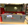 Image 1 : SEARS CRAFTSMAN METAL 20" TOOLBOX WITH ASSORTED CONTENTS INCLUDING; MINI LEVEL, CHALK LINE, MINI