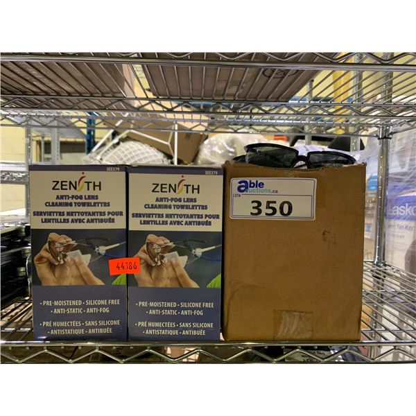 BOX OF 3M PRIVO BLACK FRAME W/ ORANGE ACCENTS, GRAY ANTI-FOG LENS PROTECTIVE EYEWEAR & 9 BOXES OF