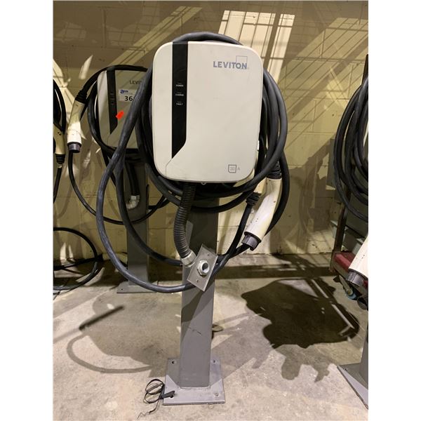 LEVITON 40 AMP EV CHARGING STATION & LEVITON 30 AMP EV CHARGING STATION MOUNTED ON LEVITON PEDISTAL