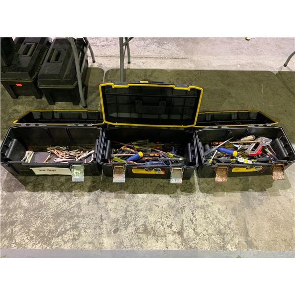 3 STANLEY TOOLBOXES WITH ASSORTED TOOL CONTENTS INCLUDING; STAPLER, NUT DRIVERS, SCREWDRIVERS &