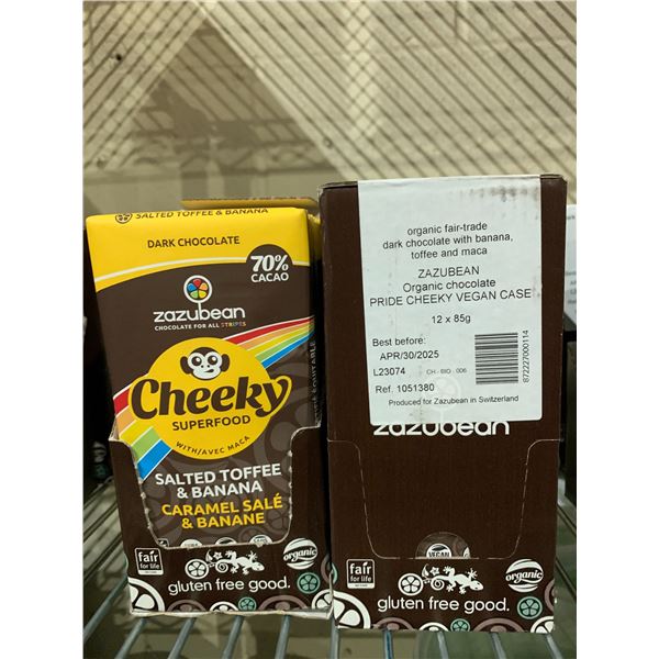 2 CASES OF ZAZUBEAN CHOCOLATE BARS; BOTH CHEEKY (12 BARS PER CASE)