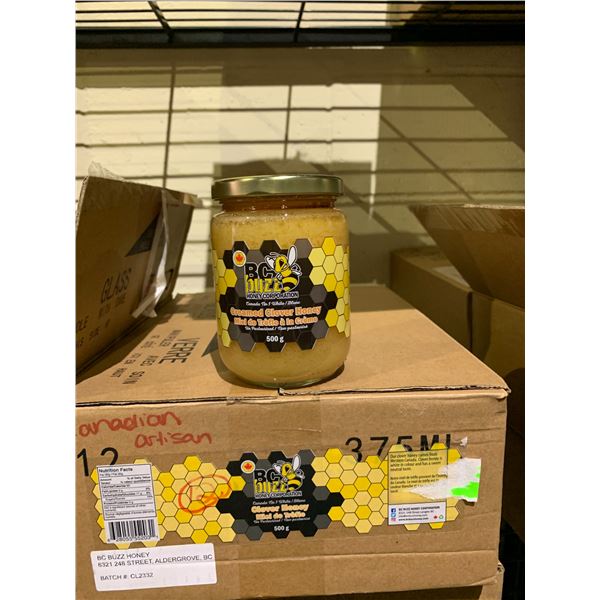 CASE OF BC BUZZ CREAMED CLOVER HONEY (12 JARS PER CASE)