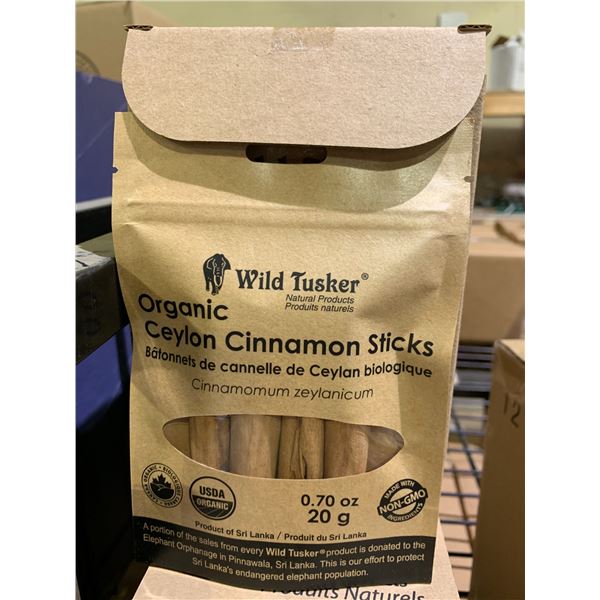 CASE OF WILD TUSKER ORGANIC CEYLON CINNAMON STICKS (12 POUCHES PER CASE)