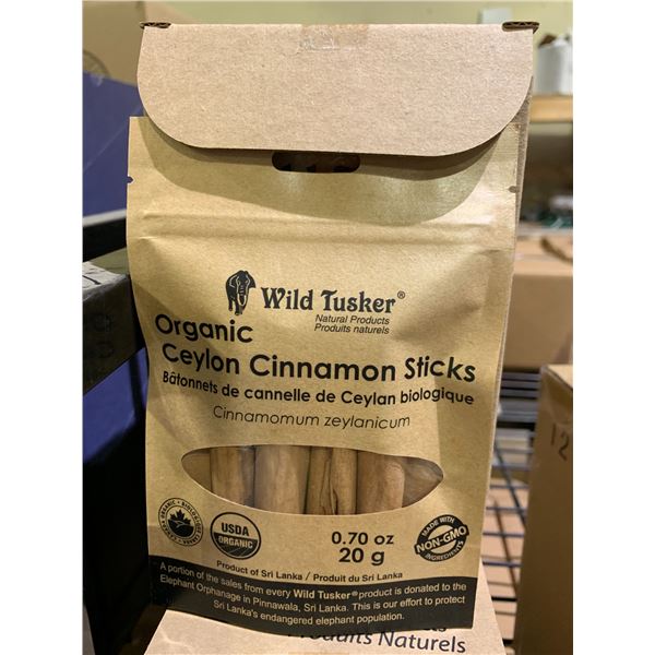 CASE OF WILD TUSKER ORGANIC CEYLON CINNAMON STICKS (12 POUCHES PER CASE)