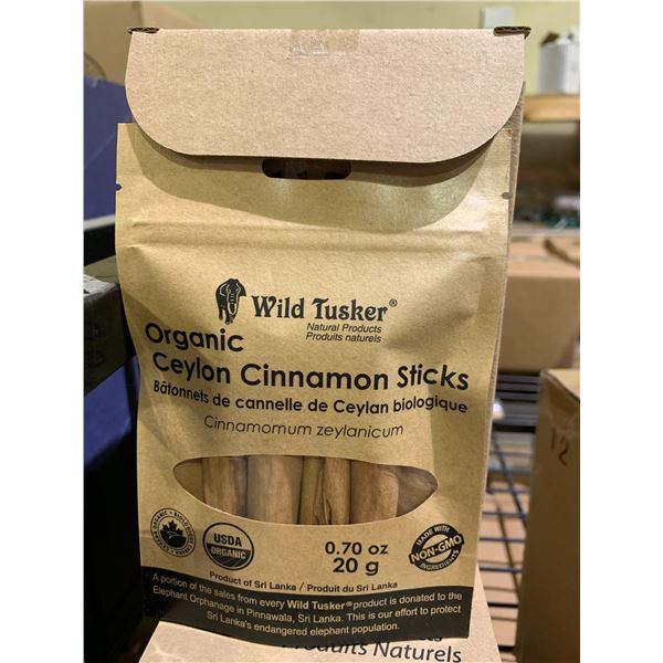 CASE OF WILD TUSKER ORGANIC CEYLON CINNAMON STICKS (12 POUCHES PER CASE)