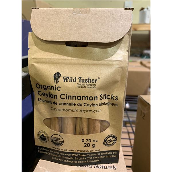 CASE OF WILD TUSKER ORGANIC CEYLON CINNAMON STICKS (12 POUCHES PER CASE)