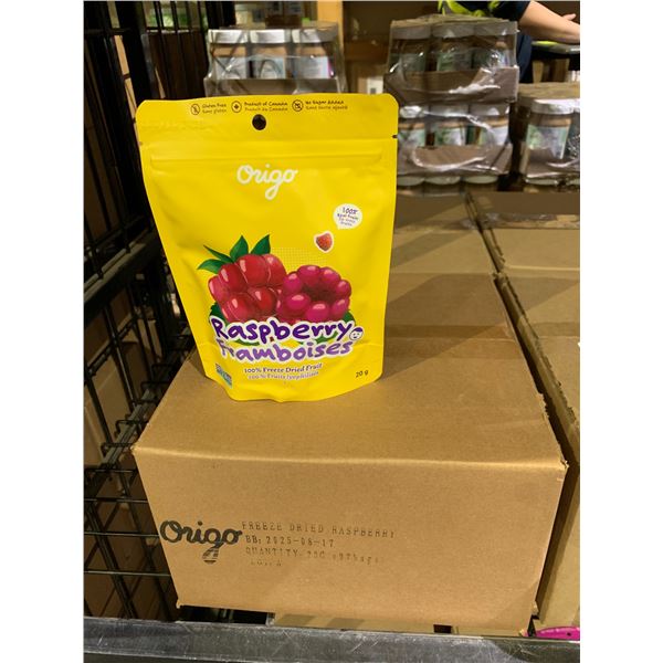 2 CASES OF ORIGO FREEZE DRIED RASPBERRIES (10 BAGS PER CASE)