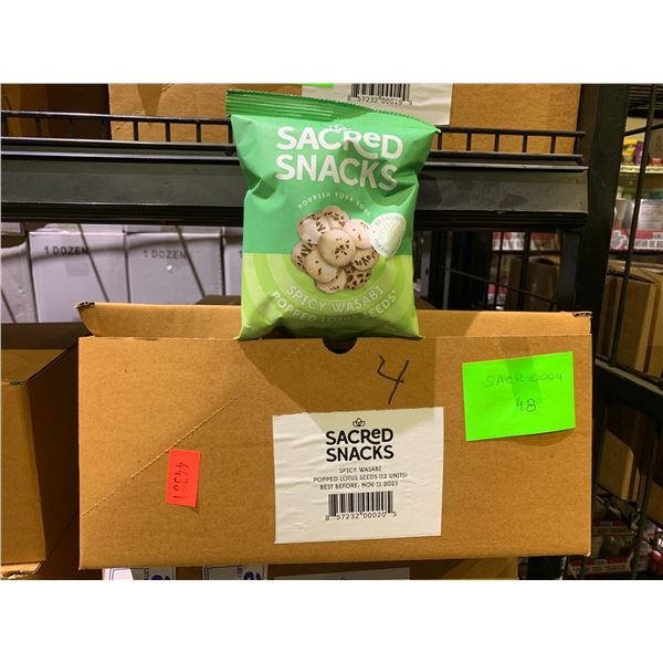 CASE OF SACRED SNACKS SPICY WASBI POPPED LOTUS SEEDS