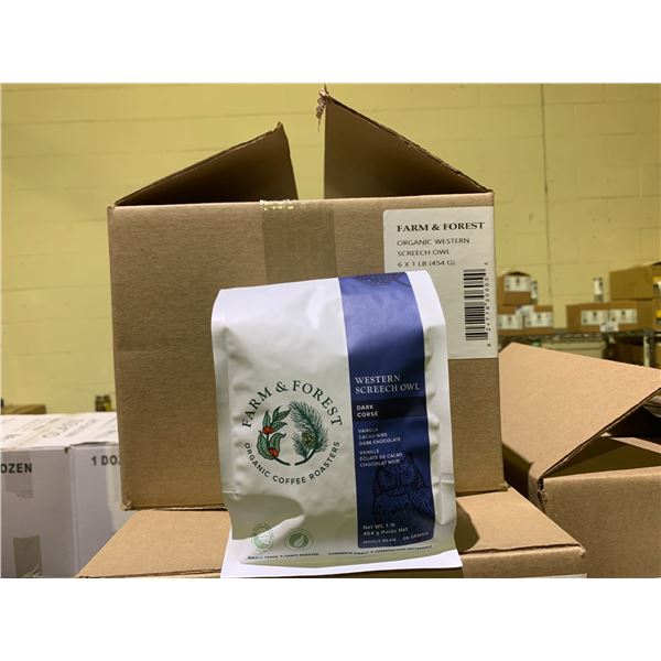 CASE OF FARM & FOREST WESTERN SCREECH OWL DARK ROAST COFFEE (6 BAGS PER CASE)